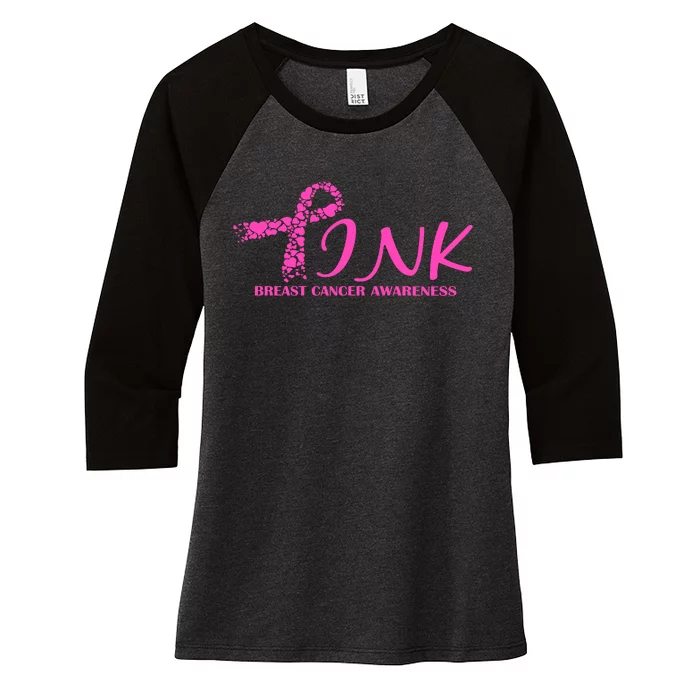 Wear Pink Breast Cancer Awareness Women's Tri-Blend 3/4-Sleeve Raglan Shirt