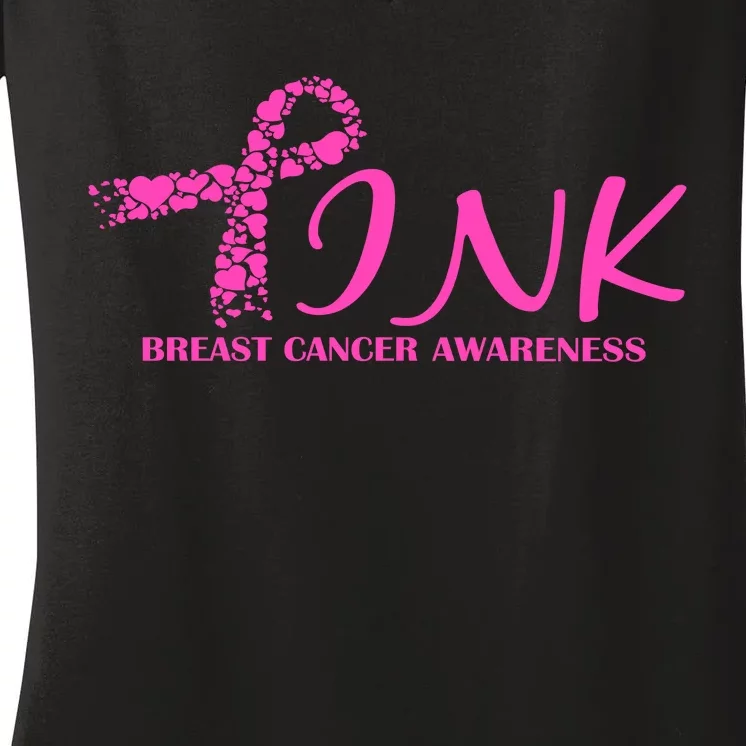 Wear Pink Breast Cancer Awareness Women's V-Neck T-Shirt