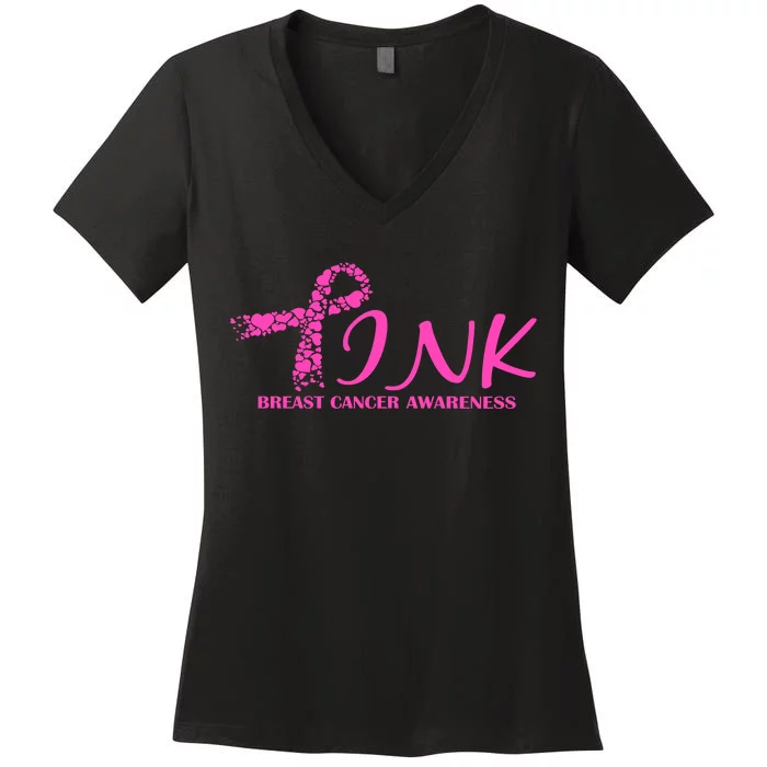 Wear Pink Breast Cancer Awareness Women's V-Neck T-Shirt