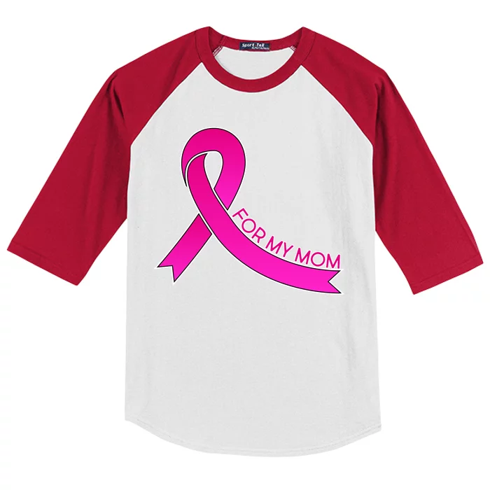 Wear Pink For My Mom Breast Cancer Awareness Kids Colorblock Raglan Jersey