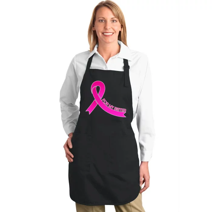 Wear Pink For My Sister Breast Cancer Awareness Full-Length Apron With Pocket