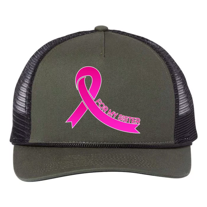 Wear Pink For My Sister Breast Cancer Awareness Retro Rope Trucker Hat Cap