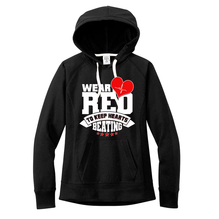 Wear Red To Keep Hearts Beating Heart Health Awareness Women's Fleece Hoodie