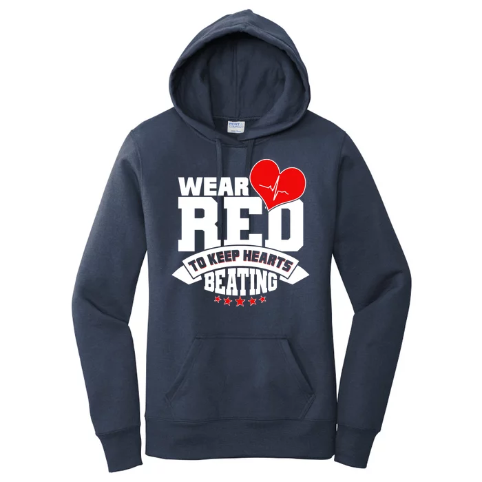 Wear Red To Keep Hearts Beating Heart Health Awareness Women's Pullover Hoodie