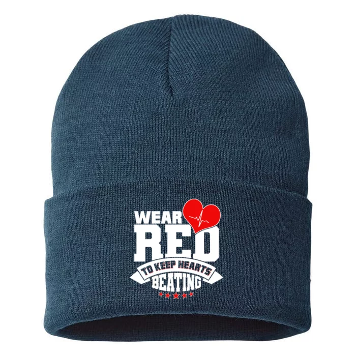 Wear Red To Keep Hearts Beating Heart Health Awareness Sustainable Knit Beanie