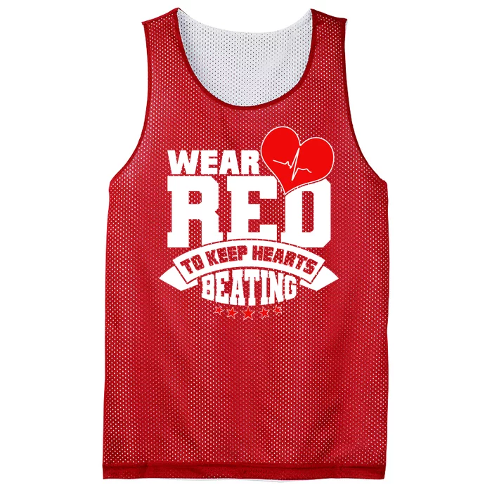 Wear Red To Keep Hearts Beating Heart Health Awareness Mesh Reversible Basketball Jersey Tank