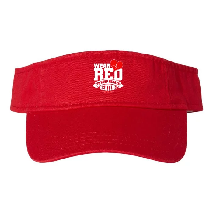 Wear Red To Keep Hearts Beating Heart Health Awareness Valucap Bio-Washed Visor