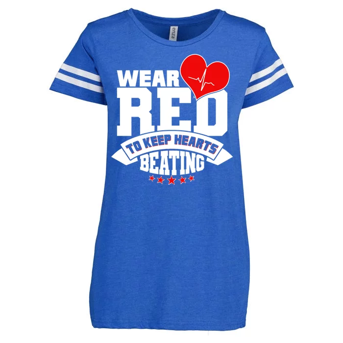 Wear Red To Keep Hearts Beating Heart Health Awareness Enza Ladies Jersey Football T-Shirt