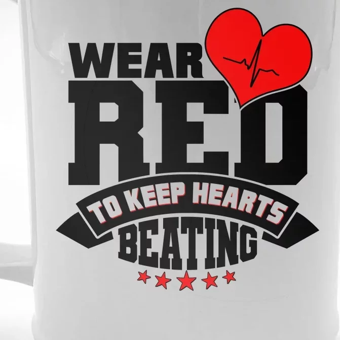 Wear Red To Keep Hearts Beating Heart Health Awareness Front & Back Beer Stein