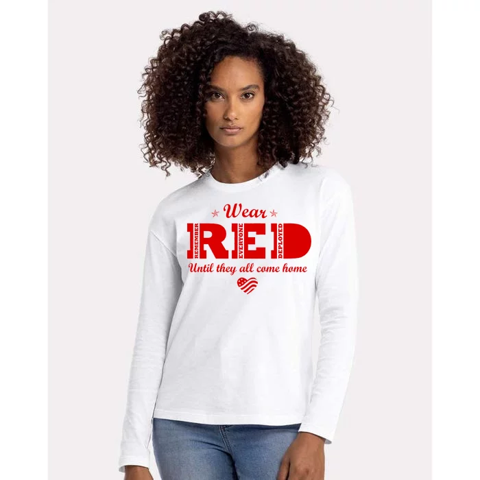 Wear Red Until They All Come Home Womens Cotton Relaxed Long Sleeve T-Shirt