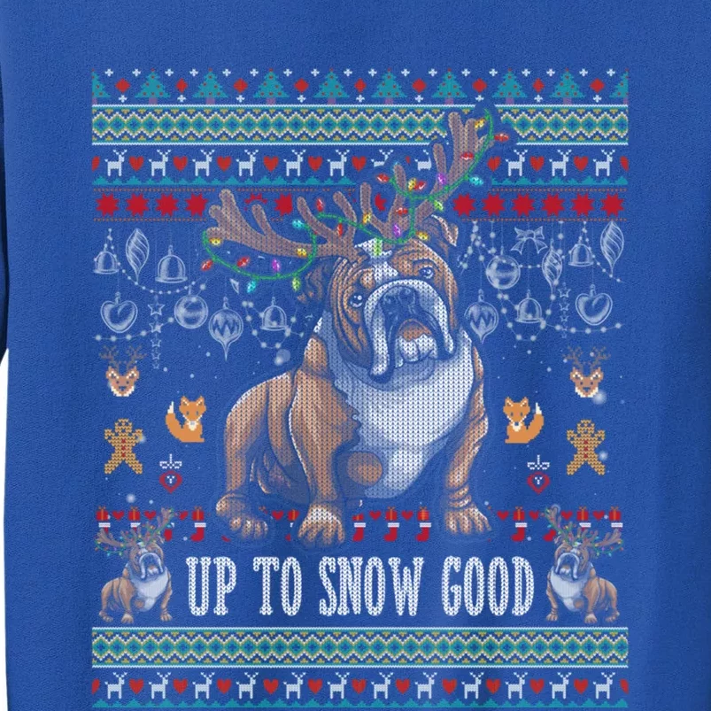 White English Bulldog Dog Reindeer Up To Snow Good Christmas Great Gift Sweatshirt