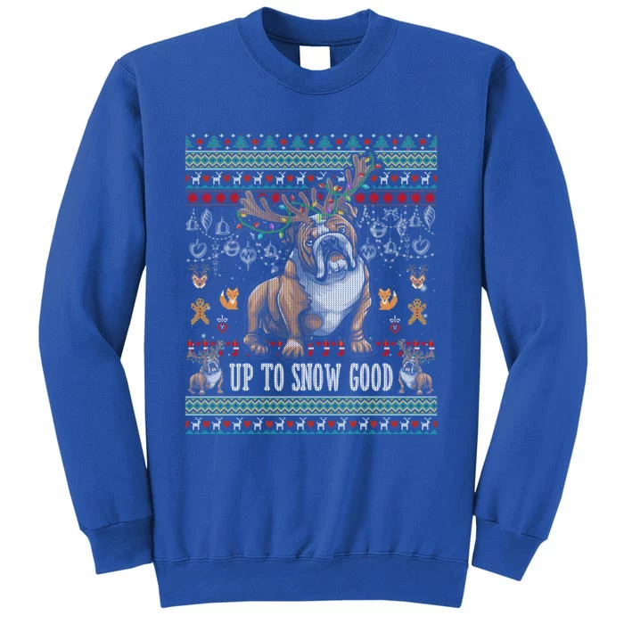 White English Bulldog Dog Reindeer Up To Snow Good Christmas Great Gift Sweatshirt