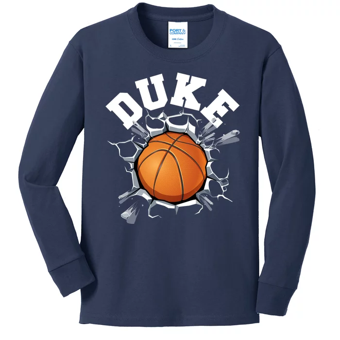 Wall Exploding Basketball Madness College Basketball Fan Kids Long Sleeve Shirt