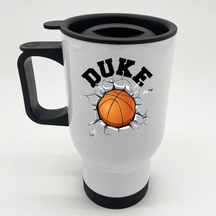 Wall Exploding Basketball Madness College Basketball Fan Front & Back Stainless Steel Travel Mug