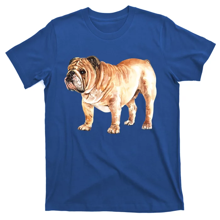 Watercolor English British Bulldog Gift T-Shirt