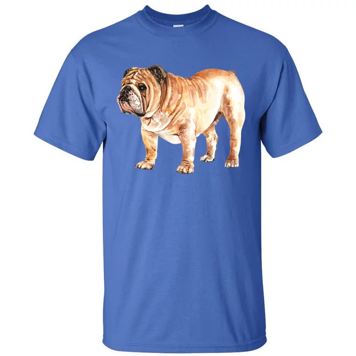 Watercolor English British Bulldog Gift Tall T-Shirt