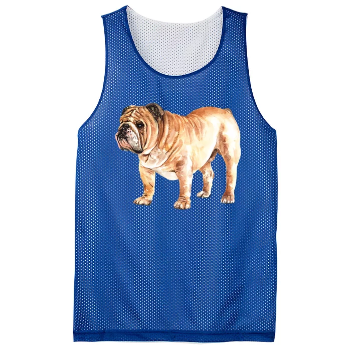 Watercolor English British Bulldog Gift Mesh Reversible Basketball Jersey Tank