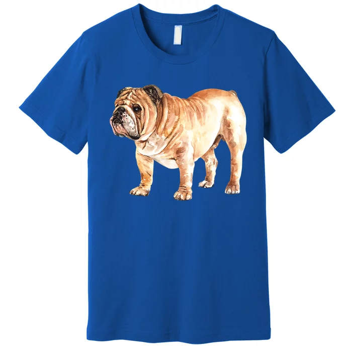 Watercolor English British Bulldog Gift Premium T-Shirt