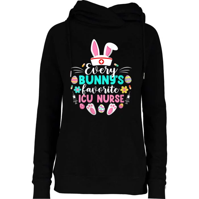 Wo Every Bunny's Favorite ICU Nurse Shirt Funny Easter Day Womens Funnel Neck Pullover Hood