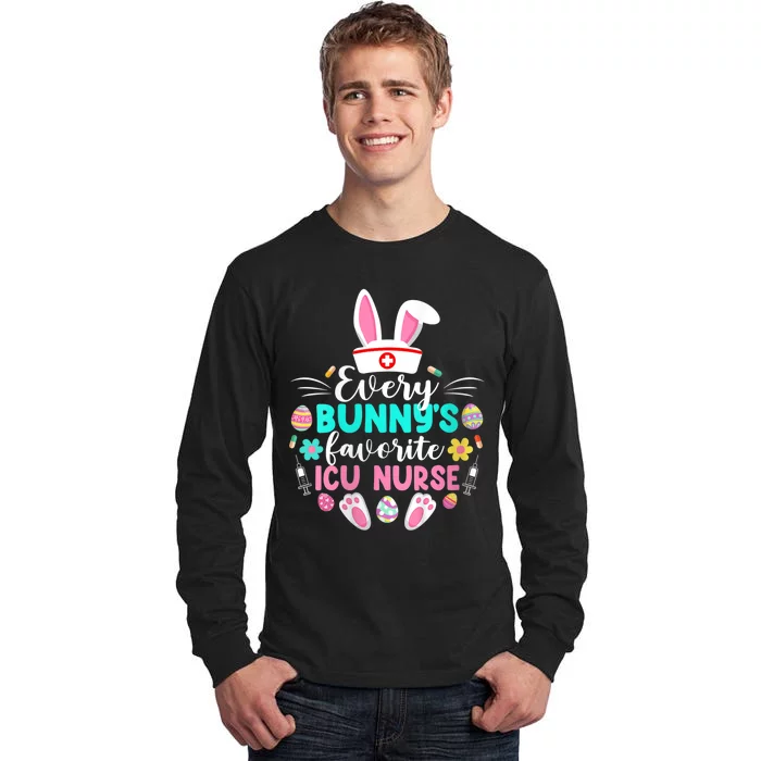 Wo Every Bunny's Favorite ICU Nurse Shirt Funny Easter Day Tall Long Sleeve T-Shirt