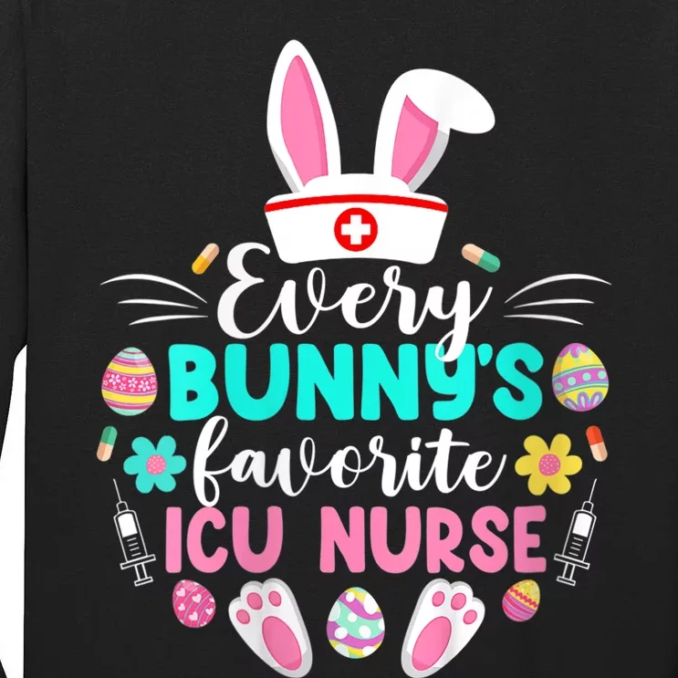 Wo Every Bunny's Favorite ICU Nurse Shirt Funny Easter Day Tall Long Sleeve T-Shirt