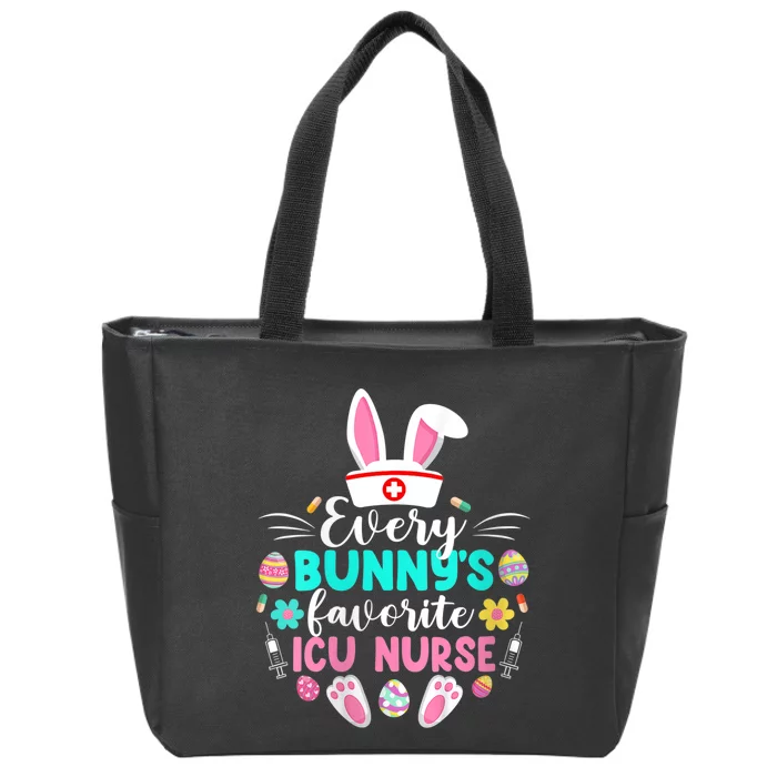 Wo Every Bunny's Favorite ICU Nurse Shirt Funny Easter Day Zip Tote Bag