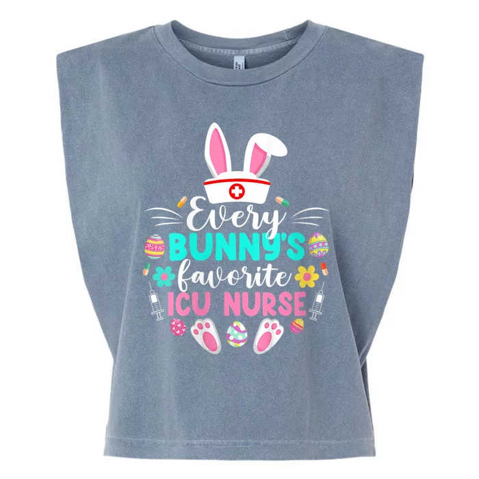 Wo Every Bunny's Favorite ICU Nurse Shirt Funny Easter Day Garment-Dyed Women's Muscle Tee