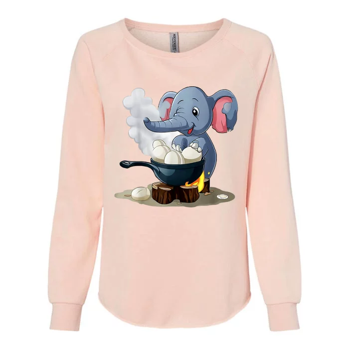 Whimsical Elephant Boiled Egg Womens California Wash Sweatshirt