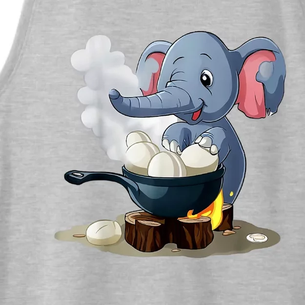 Whimsical Elephant Boiled Egg Ladies Tri-Blend Wicking Tank