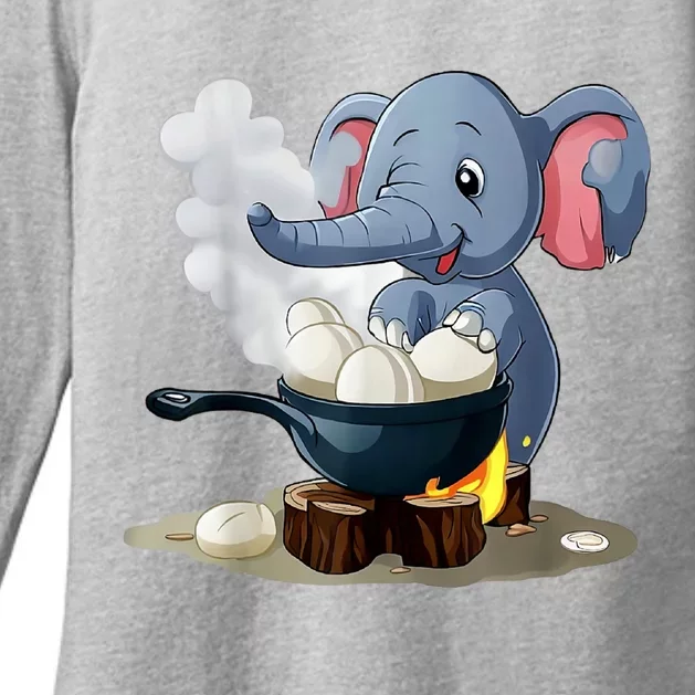 Whimsical Elephant Boiled Egg Womens CVC Long Sleeve Shirt