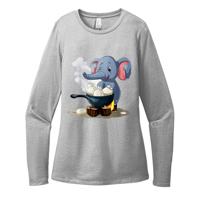 Whimsical Elephant Boiled Egg Womens CVC Long Sleeve Shirt