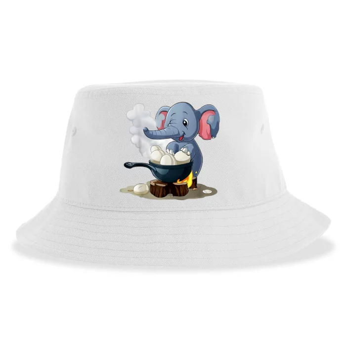 Whimsical Elephant Boiled Egg Sustainable Bucket Hat