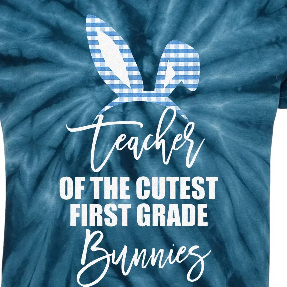 Womens Easter Bunny For First Grade Teacher Gingham Plaid Kids Tie-Dye T-Shirt