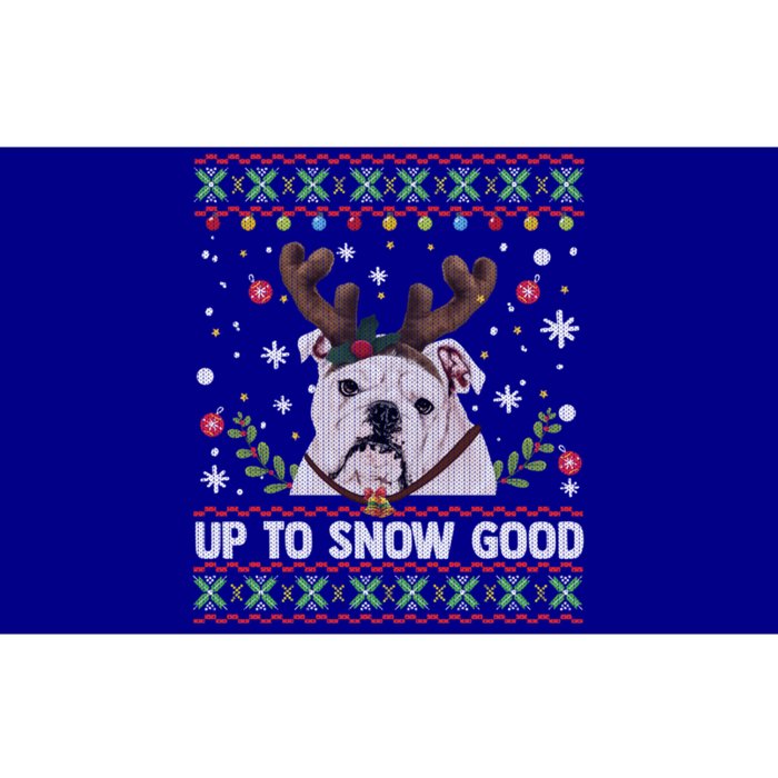 White English Bulldog Dog Reindeer Ugly Christmas Sweater Gift Bumper Sticker