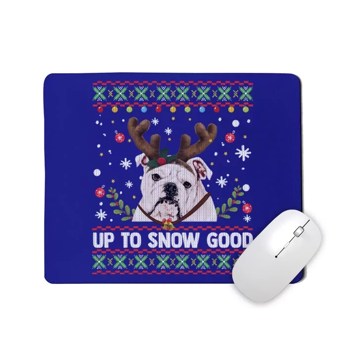 White English Bulldog Dog Reindeer Ugly Christmas Sweater Gift Mousepad