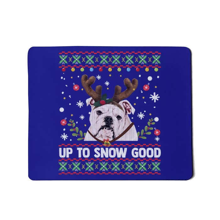 White English Bulldog Dog Reindeer Ugly Christmas Sweater Gift Mousepad