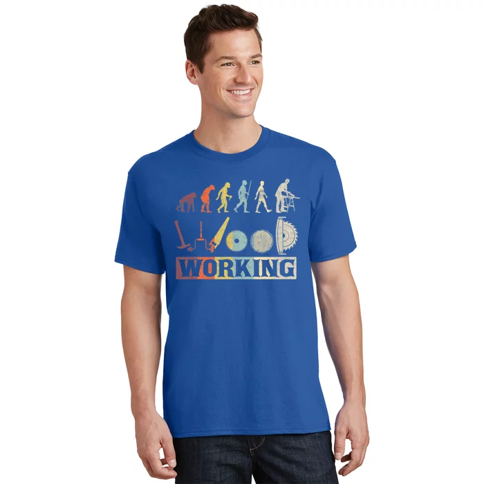 Woodworking Evolution Colorful Carpenter Woodworker Retro Gift T-Shirt