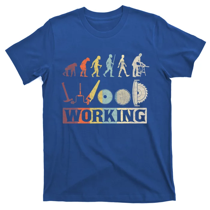 Woodworking Evolution Colorful Carpenter Woodworker Retro Gift T-Shirt