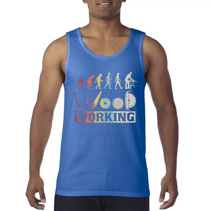 Woodworking Evolution Colorful Carpenter Woodworker Retro Gift Tank Top