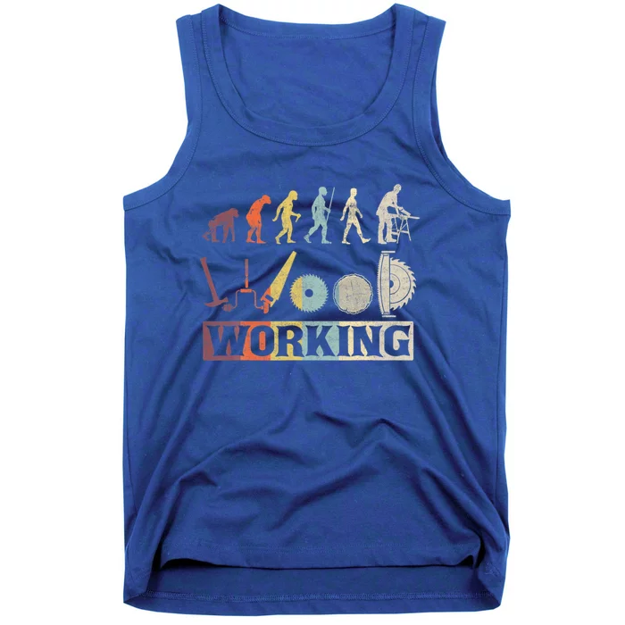 Woodworking Evolution Colorful Carpenter Woodworker Retro Gift Tank Top