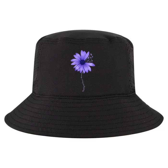 Wo Esophageal Cancer Awareness Sunflower Periwinkle ribbon Cool Comfort Performance Bucket Hat