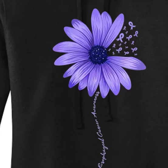 Wo Esophageal Cancer Awareness Sunflower Periwinkle ribbon Women's Pullover Hoodie