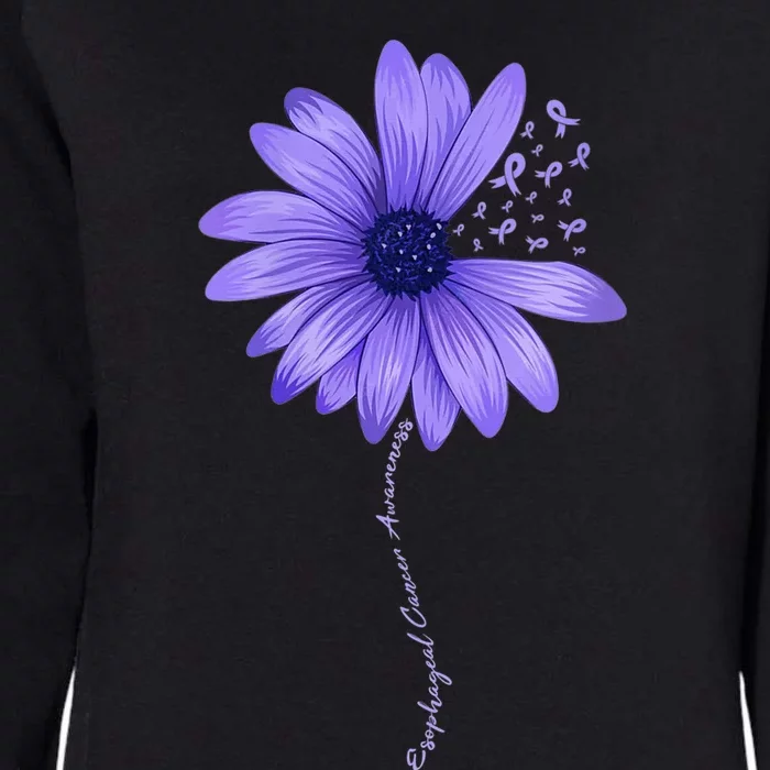 Wo Esophageal Cancer Awareness Sunflower Periwinkle ribbon Womens California Wash Sweatshirt