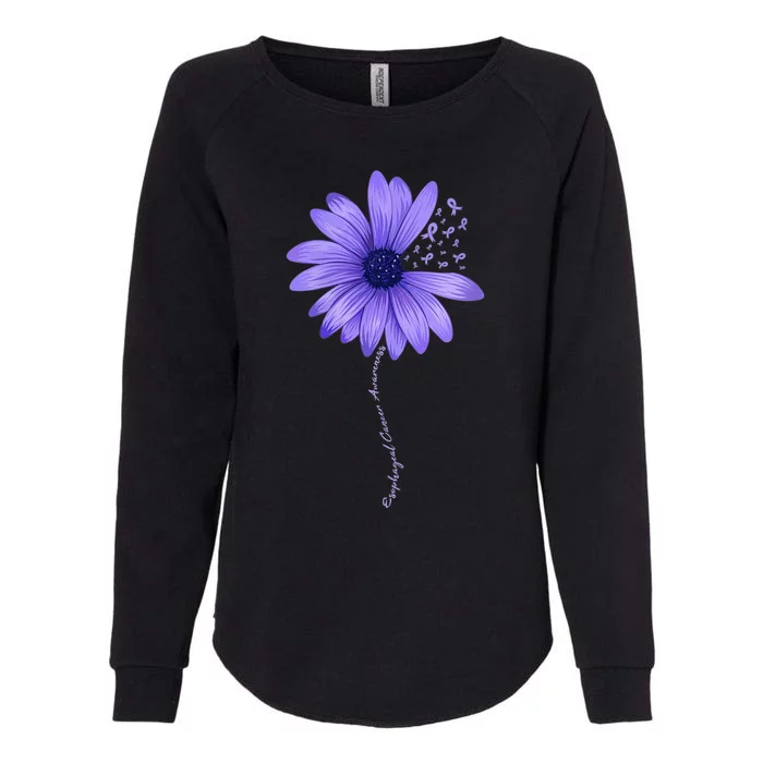 Wo Esophageal Cancer Awareness Sunflower Periwinkle ribbon Womens California Wash Sweatshirt