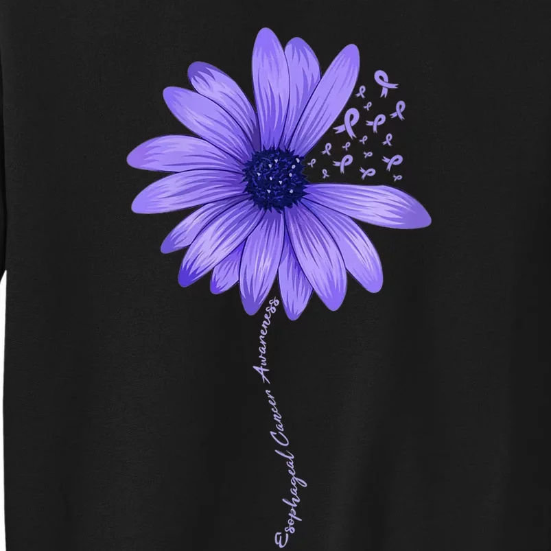 Wo Esophageal Cancer Awareness Sunflower Periwinkle ribbon Tall Sweatshirt