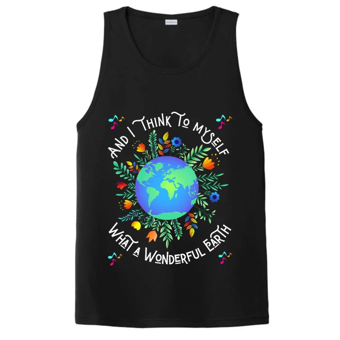 Wonderful Earth Cute Groovy Earth Day Retro Tie Dye Earth Performance Tank