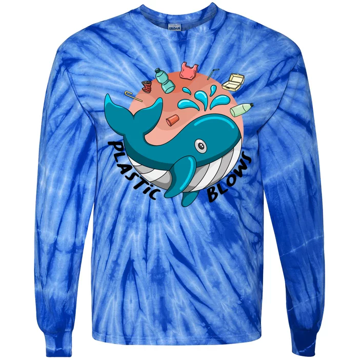 Whale Earth Day Plastic Blows Recycling Awareness Meaningful Gift Tie-Dye Long Sleeve Shirt