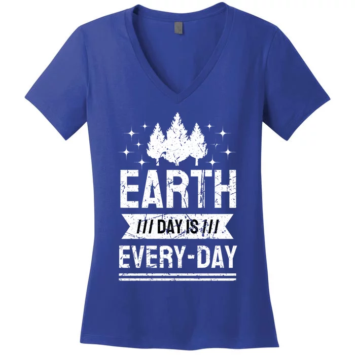 World Earth Day Is Everyday Conservation Planet Vintage Gift Women's V-Neck T-Shirt