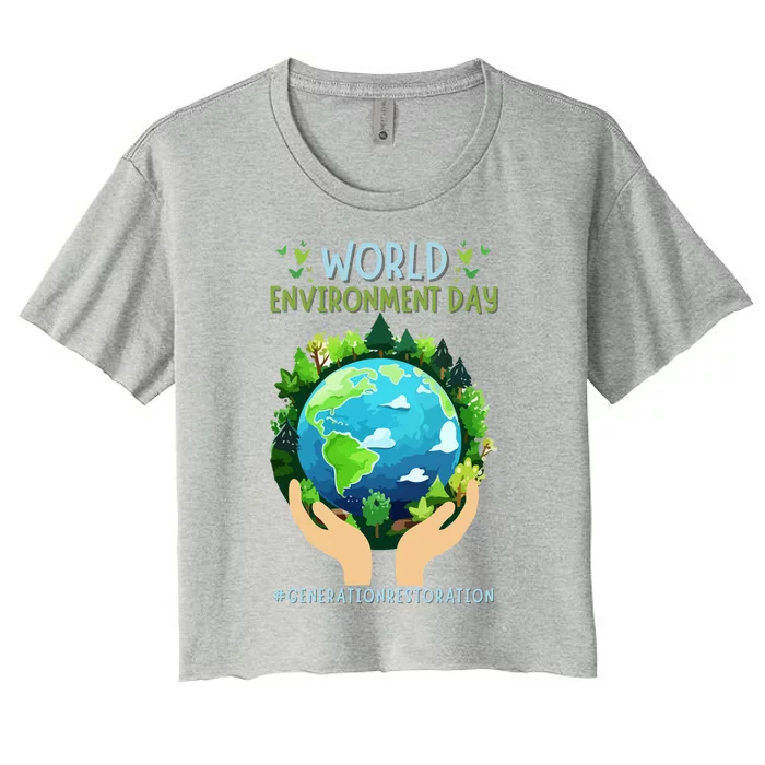 World Environt Day 2024 Earth Dayeyes On The Environt Meaningful Gift Women's Crop Top Tee