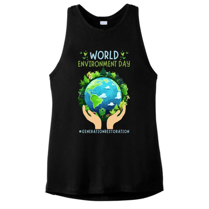 World Environt Day 2024 Earth Dayeyes On The Environt Gift Ladies Tri-Blend Wicking Tank